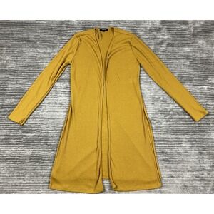 Ambiance Cardigan Womens Medium Yellow Open Fron Duster Polyester Blend